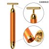 Slimming Face 24k Gold Vibration Facial Beauty Roller Massager Stick Lift Skin Tightening Wrinkle Bar Face with Black Bag