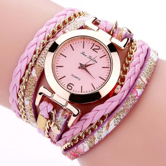New Fashion Women Thin Multi Layers Quartz Bracelet Watch PU Leather ...