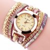 New Fashion Women Thin Multi Layers Quartz Bracelet Watch PU Leather Weave Wrap Wristwatch High Quality