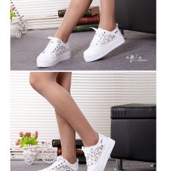 New Lace Canvas Casual Shoes Platform Woman Shoes