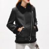 New Winter Fashion High Quality Artificial Fur Zipper Coat Pockets Warm Couples Sashes Leather Woman Jackets