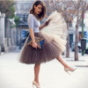 Yuppies Fashion 6 Layers 55cm Tutu Tulle Skirt Vintage Midi Skirt Pleated Skirts Womens