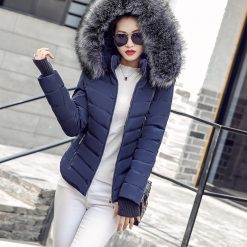 Raccoon Fur Collar Parka Down Cotton Jacket Winter Woman Jacket