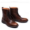 Men Motorcycle Boots Vintage Combat Boot Winter Fur 2019 New Cow Split Leather Waterproof