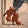 Ankle Boots For Women Female High Heels Lace Up Autumn Shoes Woman Buckle Platform Short Boots