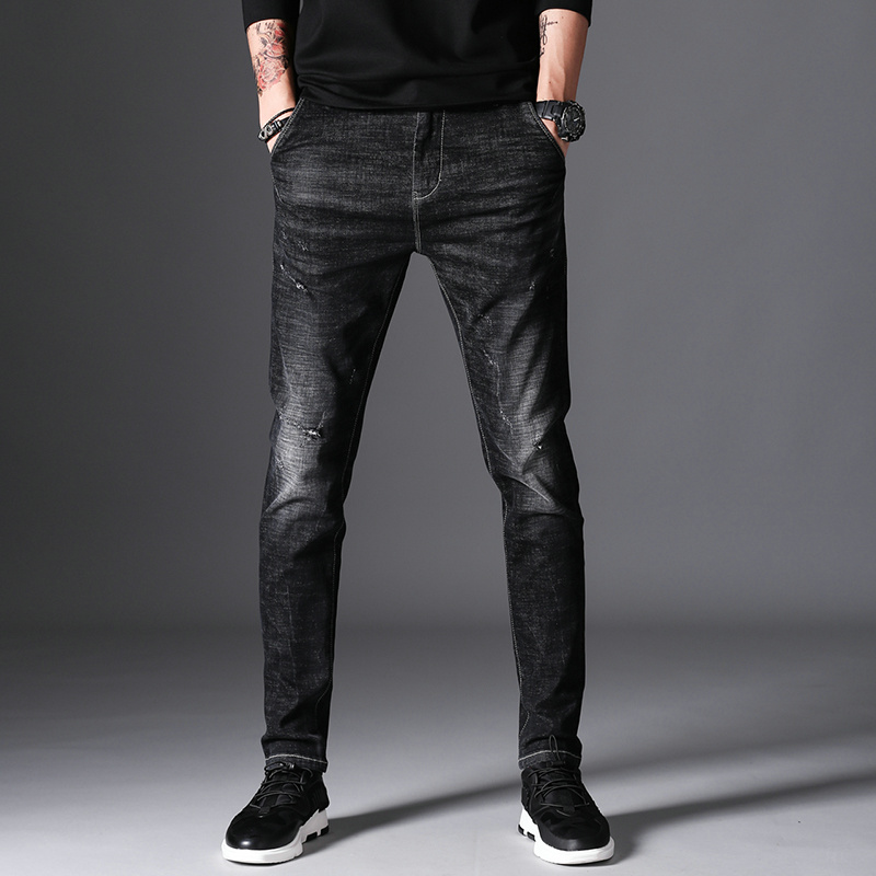 Black Skinny Jeans Men Winter Autumn Stretch Denim Jeans Men Elastic ...