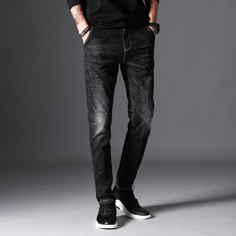 Black Skinny Jeans Men Winter Autumn Stretch Denim Jeans Men Elastic ...