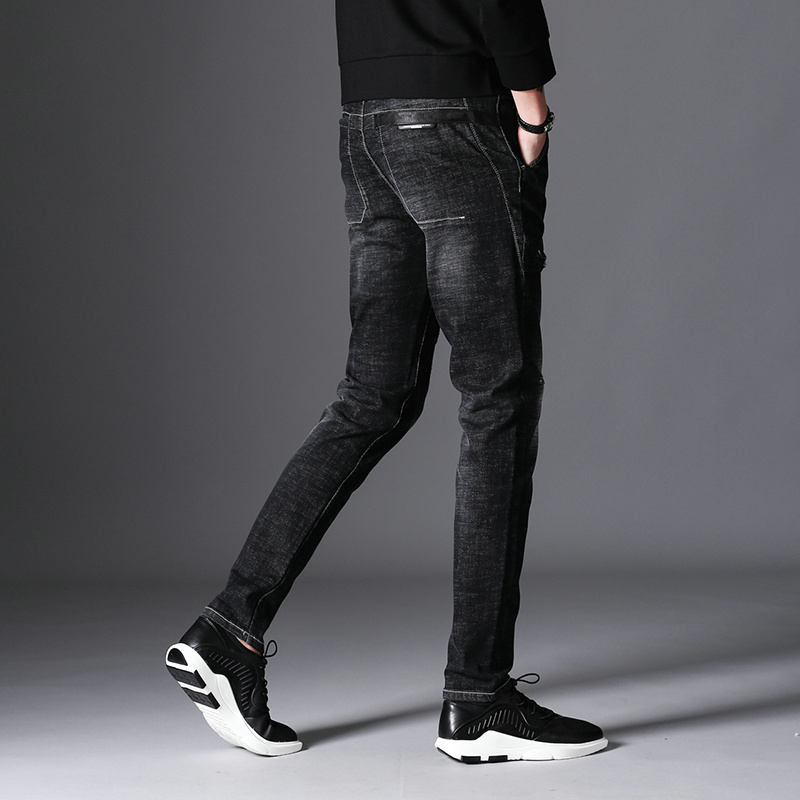 Black Skinny Jeans Men Winter Autumn Stretch Denim Jeans Men Elastic ...