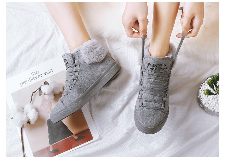 Plush Women Warming Boots Suede Outdoor Winter Feather Casual Shoes ...