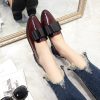 Classic Brand Shoes Women Casual Pointed Toe Black Oxford Shoes